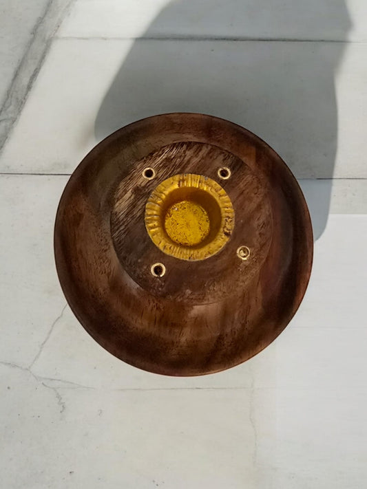 Round Plate Wooden Incense Holder